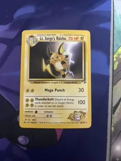 Lt. Surge's Raichu 28/132 Pokemon TCG Gym Heroes Vintage WOTC Non Holo Rare NM/M - Image 1