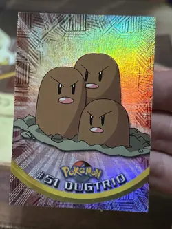 1999 Topps Pokemon TV #51 Dugtrio (D) Rainbow Foil Black Logo FREE SHIP - Image 1