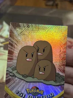 1999 Topps Pokemon TV #51 Dugtrio (D) Rainbow Foil Black Logo FREE SHIP - Image 3
