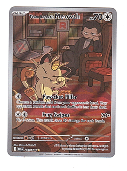 Team Rockets Meowth 203/182 IR Destined Rivals Alt Art 2025 Pokemon - Image 1