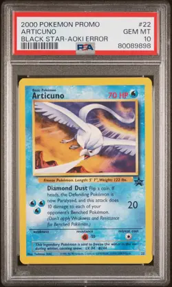 2000 POKEMON PROMO BLACK STAR TOSHINAO AOKI ERR #22 ARTICUNO PSA 10 - Image 1