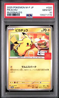 2025 Pokemon Japanese M-P Promo Pikachu McDonald's #020 PSA 10 - Image 1
