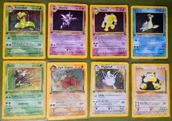 1999 Pokemon TGC English 1 st Ed Holographic Cards. Set of 7 + non-holo, New - Image 1