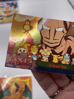 Pokemon TOPPS Pikachu’s Vacation Movie A Great Day Holo Foil Blue Logo - Image 2