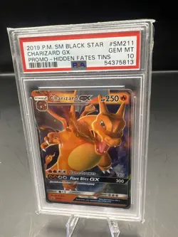 Pokemon PSA 10 Charizard GX Hidden Fates Tin Black Star Promo Sm211 - Image 1