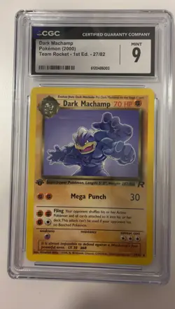 CGC 9 MINT Dark Machamp Team Rocket 1st Edition 27/82 Pokemon Card - Image 1
