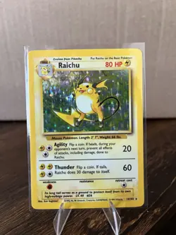 Pokemon Raichu 14/102 Base Set Holo Rare 1999 English 80 HP Pokemon TCG - Image 1