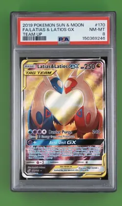 Pokemon Latias & Latios GX Team Up TAG TEAM Full Art Ultra Rare Holo PSA 8 #170 - Image 1