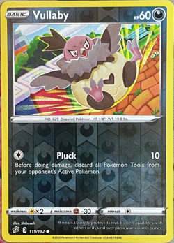 Vullaby Reverse Holo - 119/192 - Rebel Clash Pokemon 2020 - Image 1