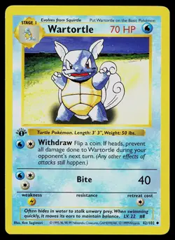 Pokemon Card - Wartortle 1st Edition Base Set Shadowless 42/102 - Image 1