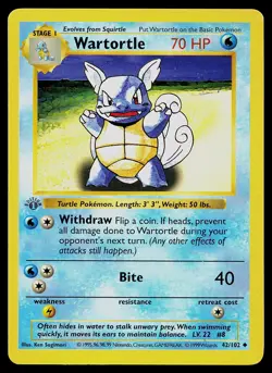 Pokemon Card - Wartortle 1st Edition Base Set Shadowless 42/102 - Image 1