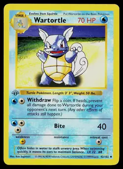 Pokemon Card - Wartortle 1st Edition Base Set Shadowless 42/102 - Image 1