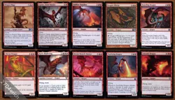 MTG Magic Set of 10 Flying Uncommon Red Dragons *NM* Commander EDH Group - Image 1