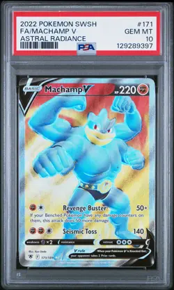 2022 POKEMON SWORD & SHIELD ASTRAL RADIANCE #171 FULL ART/MACHAMP V PSA 10 - Image 1