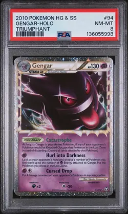 2010 POKEMON HEARTGOLD & SOULSILVER TRIUMPHANT #94 GENGAR-HOLO PSA 8 - Image 1