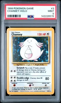 Pokemon PSA 9 Mint Chansey Holo 3/102 Unlimited Base Set - Image 1