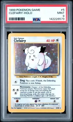 Pokemon PSA 9 Mint Clefairy Holo 5/102 Unlimited Base Set - Image 1