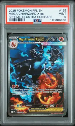 2025 POKEMON PFL EN-PHANTASMAL FLAMES #125 MEGA CHARIZARD X EX PSA 9 - Image 1