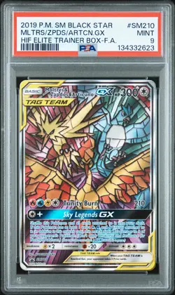 2019 POKEMON SM BLACK STAR PROMO FULL ART/MOLTRES & ZAPDOS & ARTICUNO GX PSA 9 - Image 1