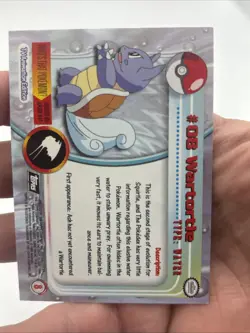 Wartortle #08 Holo Foil 1999 Pokemon Topps Black Logo Series 1 TV Animation NM - Image 4