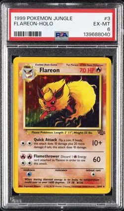1999 POKEMON JUNGLE #3 FLAREON-HOLO PSA 6 - Image 1