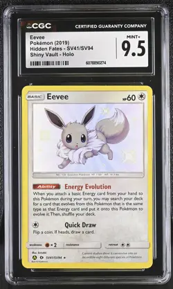 Pokemon TCG GRADED 2019 Eevee SV41/SV94 Hidden Fates Shiny Vault M+ 9.5 CGC ENG - Image 1