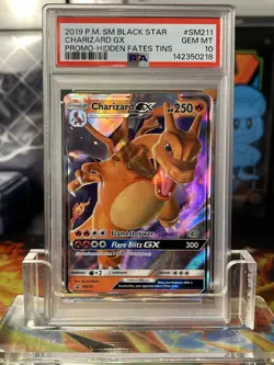 Pokemon PSA 10 Charizard GX Hidden Fates Tin Black Star Promo Sm211 - Image 1