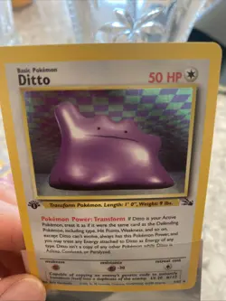 Pokemon TCG Ditto Fossil 3/62 1st Edition Holo Rare Card Hp - Image 1