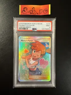 PSA 9 Misty’s Favor Full Art Trainer SM Unified Minds 235/236 Pokemon Card - Image 1
