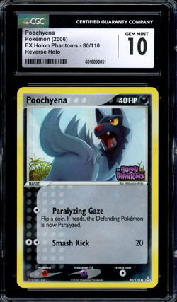 CGC 10 Gem Mint Poochyena Reverse Holo EX Holon Phantoms 80/110 Pokemon Card - Image 1