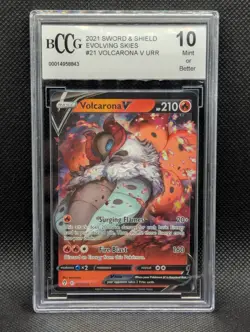 Volcarona V #21 BCCG 10 MINT SWSH07: Evolving Skies Holo Ultra Rare Pokemon TCG - Image 1