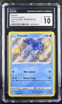 CGC 10 GEM MINT Suicune SV022/SV122 2021 Pokemon Shining Fates Shiny Vault Holo - Image 1