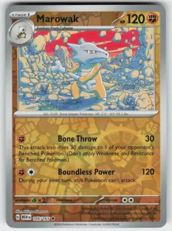 Marowak 105/165 Reverse Holo Rare 151 Pokemon NM - Image 1