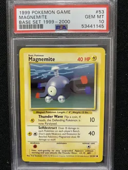 1999-2000 Pokemon Base Set 4th Print Magnemite 53/102 PSA 10 Gem Mint - Image 1