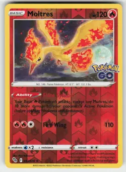 Moltres 012/078 Reverse Holo Rare Pokemon GO Pokemon NM - Image 1