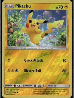 Pikachu Common Hidden Fates 19/68 Lightning Reverse Holo Pokemon Card - Image 1