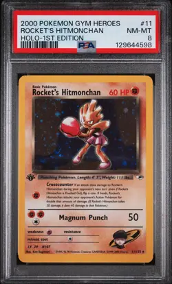 2000 POKEMON GYM HEROES HOLO-1ST ED #11 ROCKET'S HITMONCHAN PSA 8 - Image 1