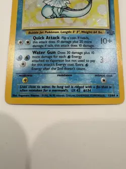 Pokemon Jungle Vaporeon TCG Card 12/64 Holographic Rare Near Mint - Image 4