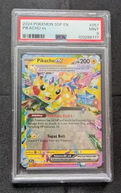 2024 Pokemon Surging Sparks Pikachu ex 57/191 PSA 9 MINT UR **FREE SHIPPING** - Image 1