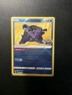 Pokemon GO #018/078 Radiant Blastoise Pokemon TCG NM! - Image 1