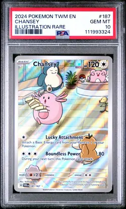 2024 POKEMON TWM EN-TWILIGHT MASQUERADE ILLUSTRATION RARE #187 CHANSEY PSA 10 - Image 1