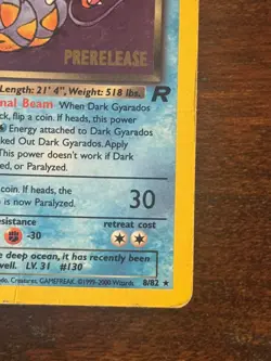 Pokemon TCG - Dark Gyarados - 8/82 - Holo - Prerelease Promo SWIRL - Image 4