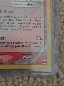 Tyranitar 16/113 Played EX Delta Species 2005 Reverse Holo Rare Pokemon Card TCG - Image 2
