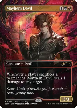 1 x Mayhem Devil (0028) - Foil - Borderless - Pro Tour Promo - Secret Lair - NM- - Image 1