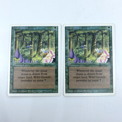 MTG Magic The Gathering 2x Wild Growth Revised 3rd Edition LP Lightly Played Lot - Image 1