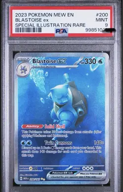 Pokemon Blastoise ex 151 MEW EN Special Illustration Rare #200 PSA 9 MINT - Image 1