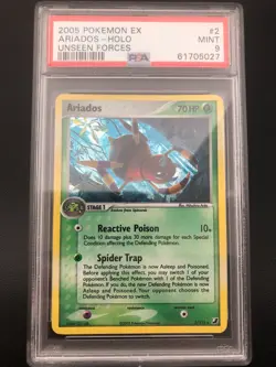Pokemon Ariados Holo EX Unseen Forces 2/115 PSA 9 MINT - Image 1