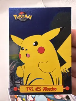PIKACHU Pokemon 1999 Topps #TV2 Blue Logo TV Animation Edition HOLO Foil NM - Image 1
