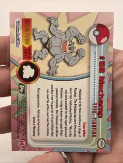 1999 Topps Pokemon #68 Machamp Holo Black Logo Series 1 In Top Loader - Image 4