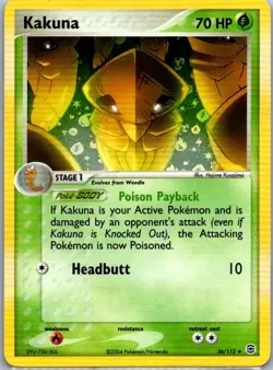 Pokemon TCG Kakuna Uncommon Reverse Holo FireRed & LeafGreen 36/112 LP - Image 1